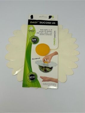 NEW! Charles Viancin Flexible Reusable Silicone Daisy 9” Round Airtight Lid S5
